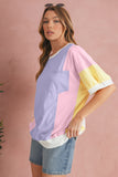 Pastel Color Block Patchwork Oversized T-Shirt