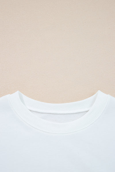 Navy Blue Preppy Striped Sleeve Loose Sweatshirt