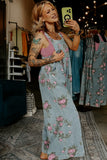 Floral Print Pleated High-Waist Wide Leg Denim Overalls- 3 Colors