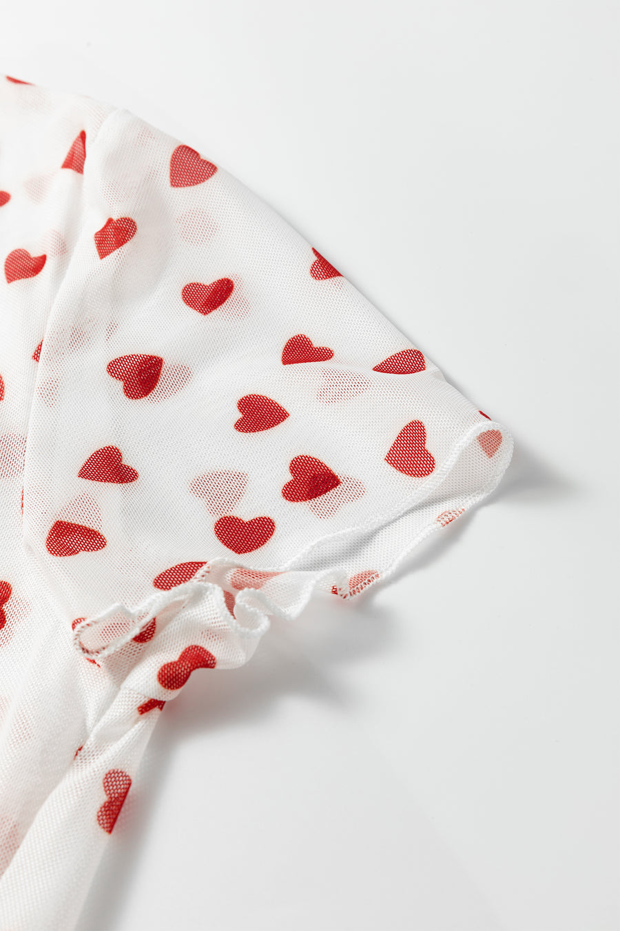 All Over Heart Print Mesh Short Sleeve Top- 2 Colors