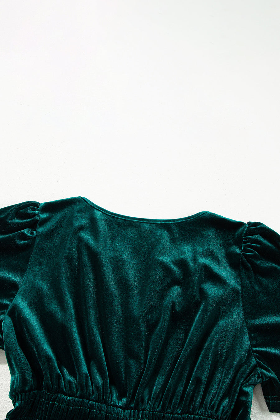 Velvet Puff Short Sleeve Smocked Waist Tiered Maxi Dress with Pockets- 3 Colors