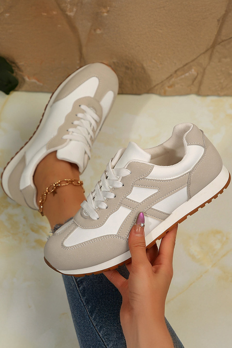 Oatmeal & White Sneakers