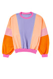 Color Block Patchwork Drop Shoulder Sweatshirt with Pockets- 2 Colors