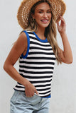 Striped Contrast Trim Sleeveless Sweater Vest- 3 Colors