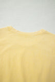 Yellow Cream Solid Color Washed Sleeveless Top Split Skort Cotton 2pcs Outfit