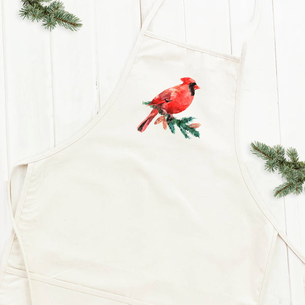 Cardinal on an Evergreen Branch - Women's Apron