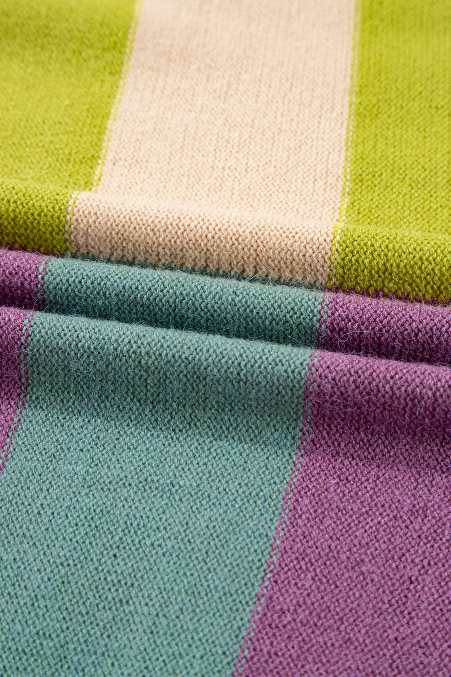 Striped Color Block Drop Shoulder Front Seam Sweater