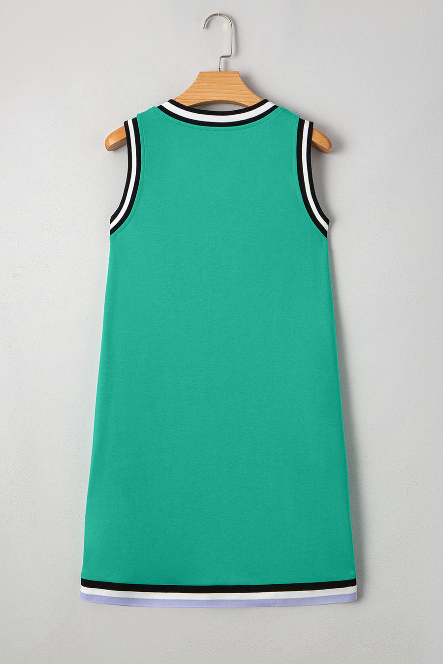 Green Contrast Trim V-Neck Sleeveless Mini Dress