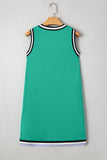 Green Contrast Trim V-Neck Sleeveless Mini Dress