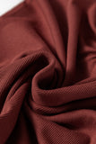 Burgundy Ruched Sweetheart Neck Ribbed Long Sleeve Top
