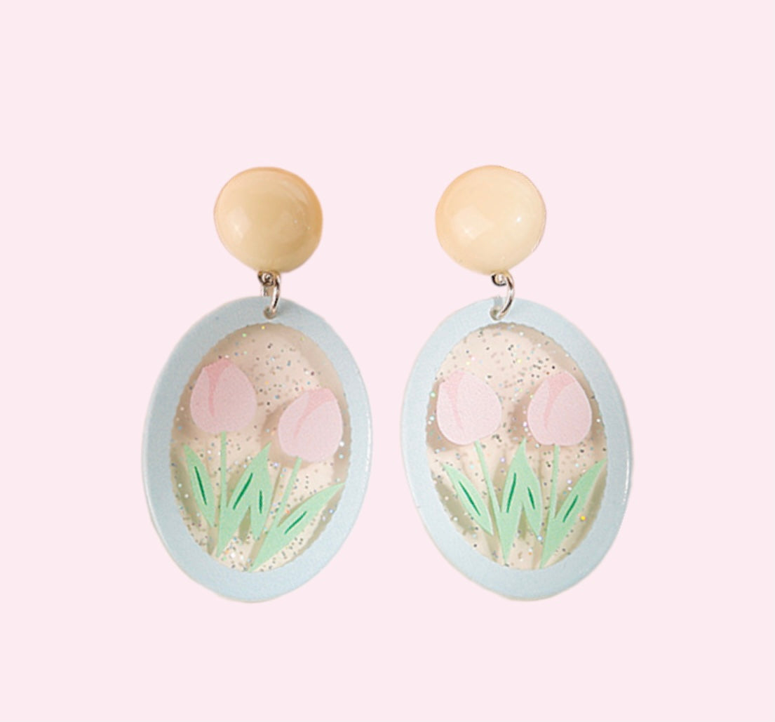Flower Clay Drop Post Earrings