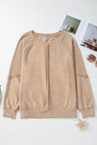Waffle Knit Patchwork Raglan Sleeve Sweatshirt- 3 Colors