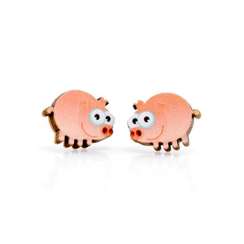 Pig Stud Wood Earrings #3073