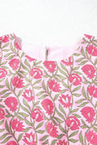 Pink Boho Floral Print Cropped Top Mini Skirt Set
