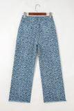Print Frayed Edge Wide Leg High-Waist Jeans- 7 Styles