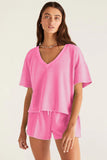 V-Neck Drop Shoulder T-Shirt and Patchwork Shorts Set- 3 Colors