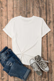 White with Black Rose Graphic Crew Neck T-Shirt