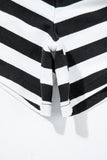 Striped Contrast Trim Long Sleeve Top and Shorts Set- 2 Colors
