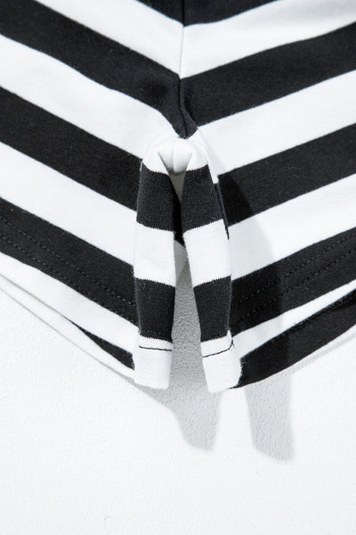 Black Stripe Contrast Trim Long Sleeve Top and Shorts Set