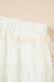 Beige Lace Cascading Tiered High-Waist Maxi Skirt