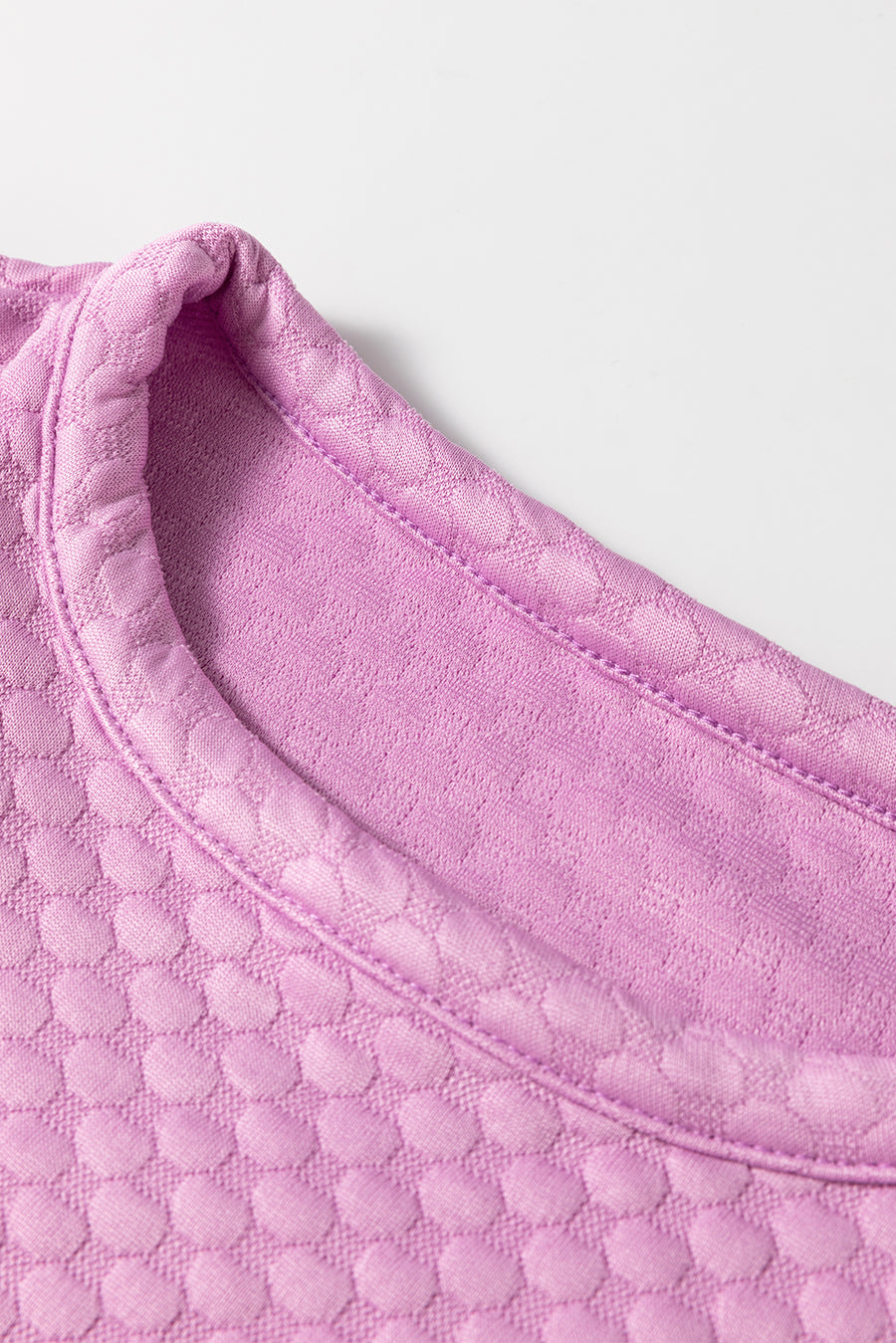 Orchid Textured Crew Neck Puff Sleeve Blouse