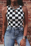 Checkered Slim Fit Print Tank Top- 2 Colors