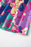 Multicolored Tropical Floral Print Shirred Spaghetti Strap Loose Maxi Dress