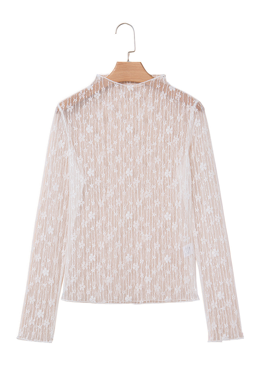 Floral Lace Sheer Long Sleeve Slim Fit Top- 3 Colors
