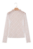 Floral Lace Sheer Long Sleeve Slim Fit Top- 3 Colors