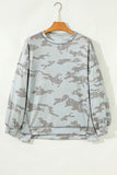 Camouflage Print Exposed Seam Drop Shoulder Sweatshirt- 2 Colors