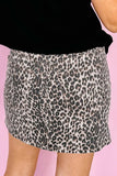 Leopard Print Denim Mini Skirt