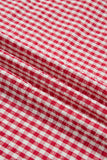 Gingham Short Sleeve Color Block Trim Split Neck Blouse- 2 Colors