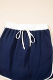 Varsity Striped Drop Shoulder Pullover Sweatshirt & Mini Skort Set- 6 Colors