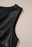 Faux Leather Sleeveless Crew Neck Mini Dress- 3 Colors