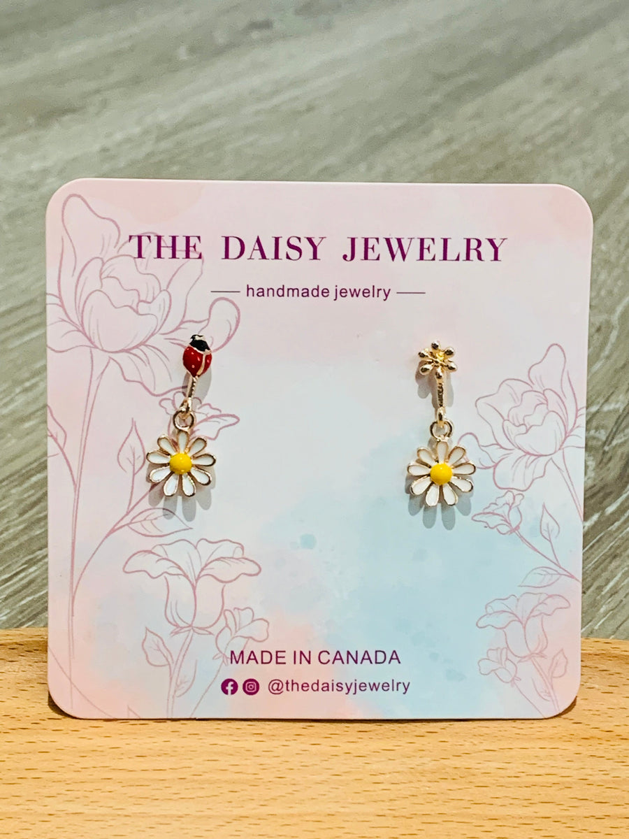 Sunflower With Insect Earrings