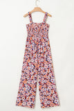 Floral Square Neck Stretch High-Waist Jumpsuit- 3 Colors
