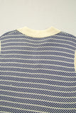 Striped Contrast Trim Sleeveless Collared Sweater- 3 Colors