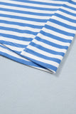 Striped Tie Front Contrast Trim Crew Neck T-Shirt Mini Dress- 3 Colors