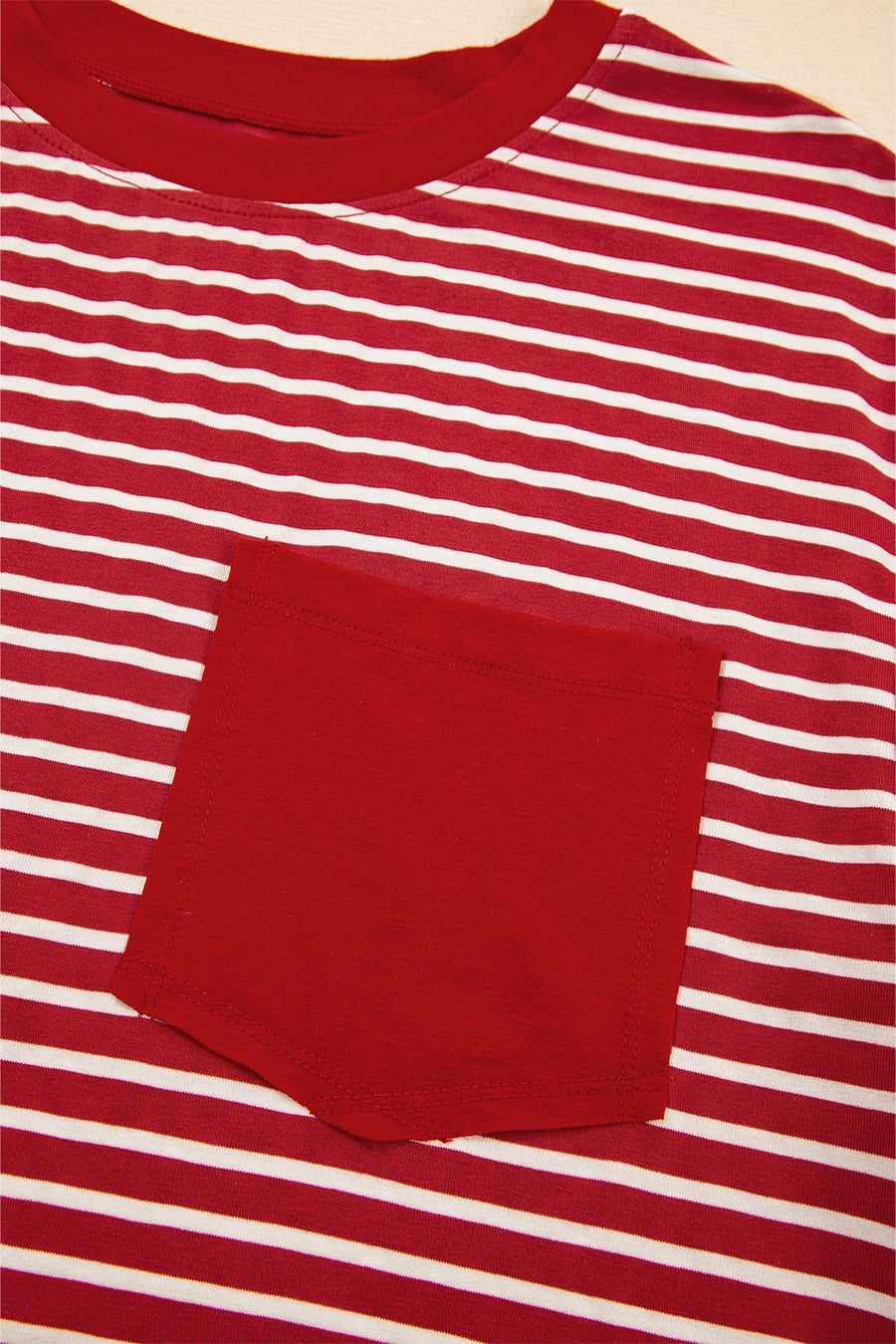 Striped Chest Pocket Crew Neck Muscle Tee- 2 Colors