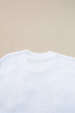 Flower Patch Knit Crew Neck Short Sleeve Sweater- 2 Colors