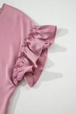 Toadstool Satin Ruffle Sleeve V-Neck Blouse