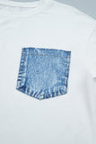 Printed Denim Chest Pocket Graphic T-Shirt- 2 Colors