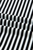 Black & White Striped Cutout Long Sleeve Top