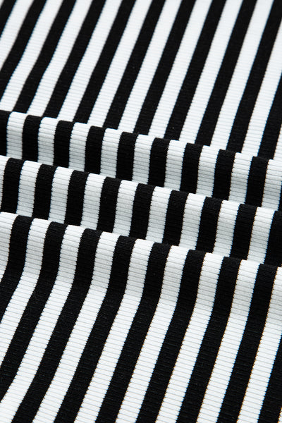 Black Striped Cutout Long Sleeve Top