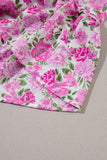 Plus Size Pink Floral Smocked Puff Sleeve Maxi Dress