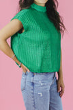 Knit High Neck Cap Sleeve Sweater- 2 Colors