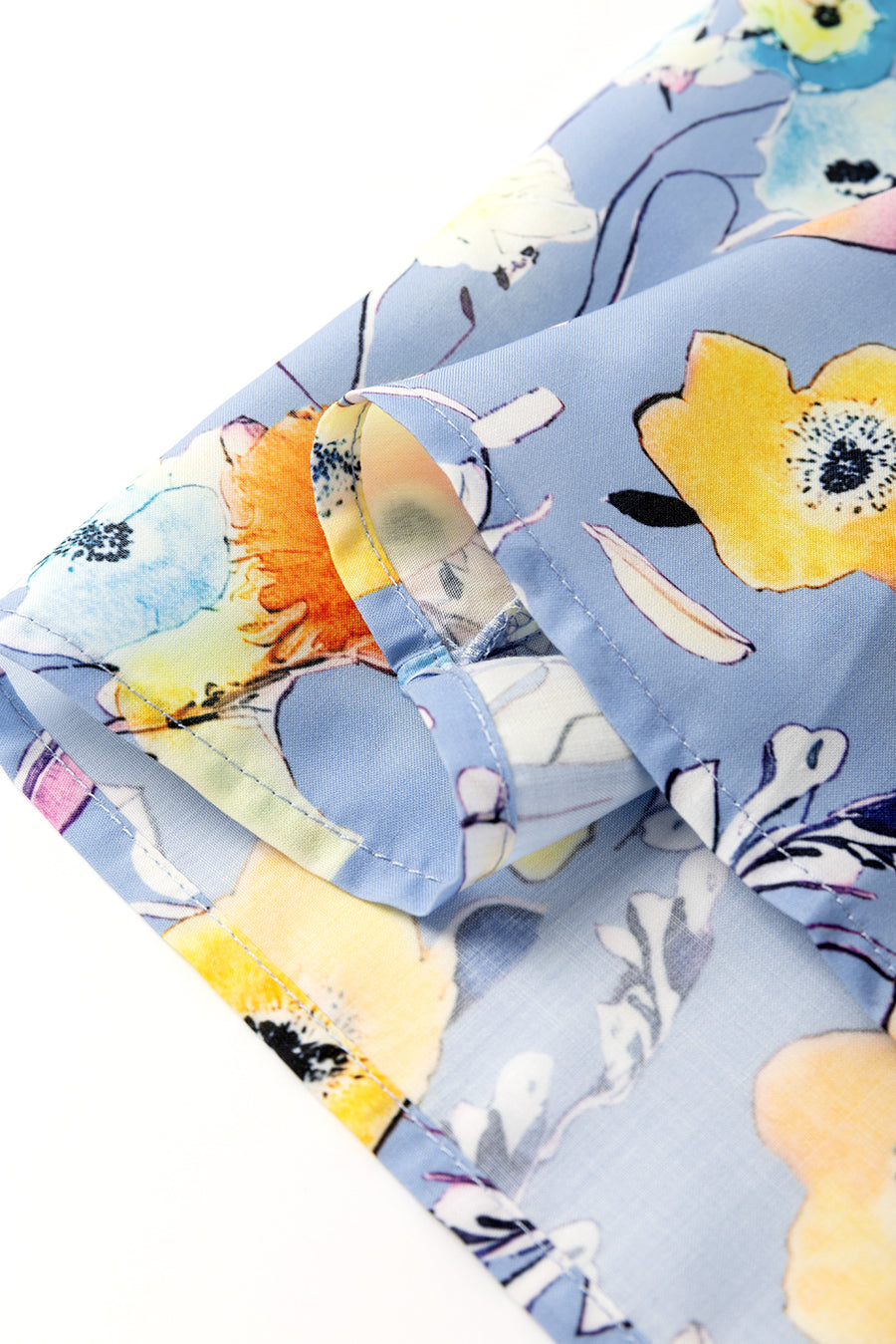 Pink Flutter Sleeve Frill V Neck Floral Top