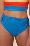 Color Block Pleated High-Waisted Tankini