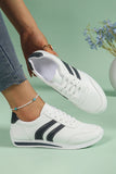 White PU Leather Striped Casual Sneakers
