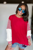 Striped Patchwork Sleeve Colorblock Sweatshirt- 3 Colors